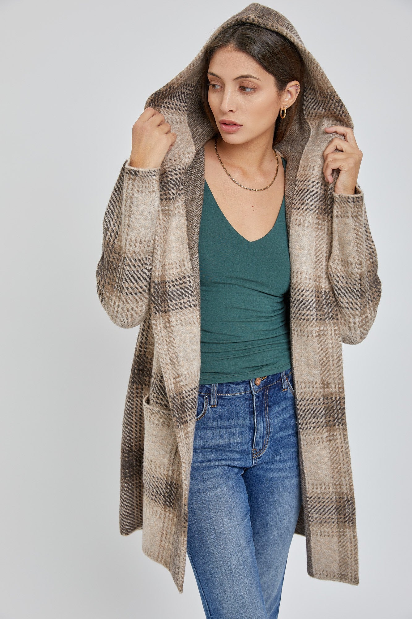 Plaid Open Coat