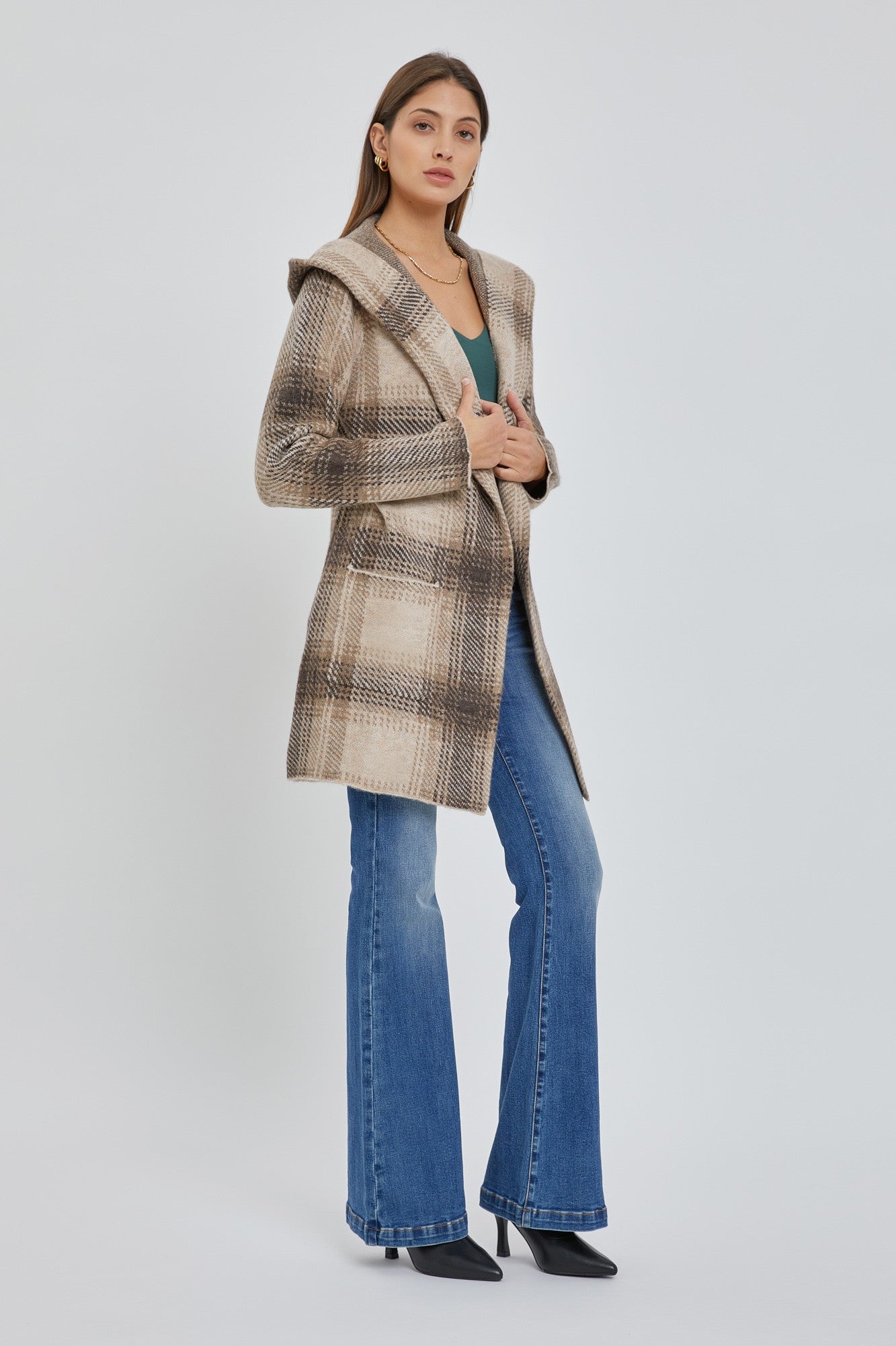 Plaid Open Coat