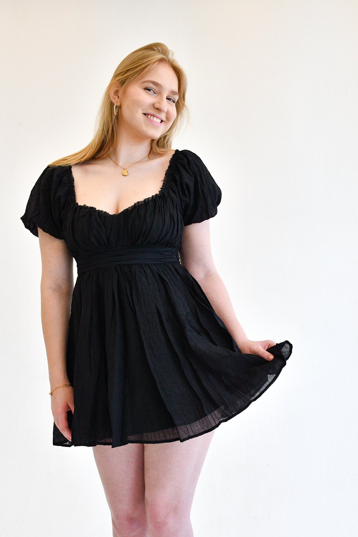 Lace Up Black Mini Dress