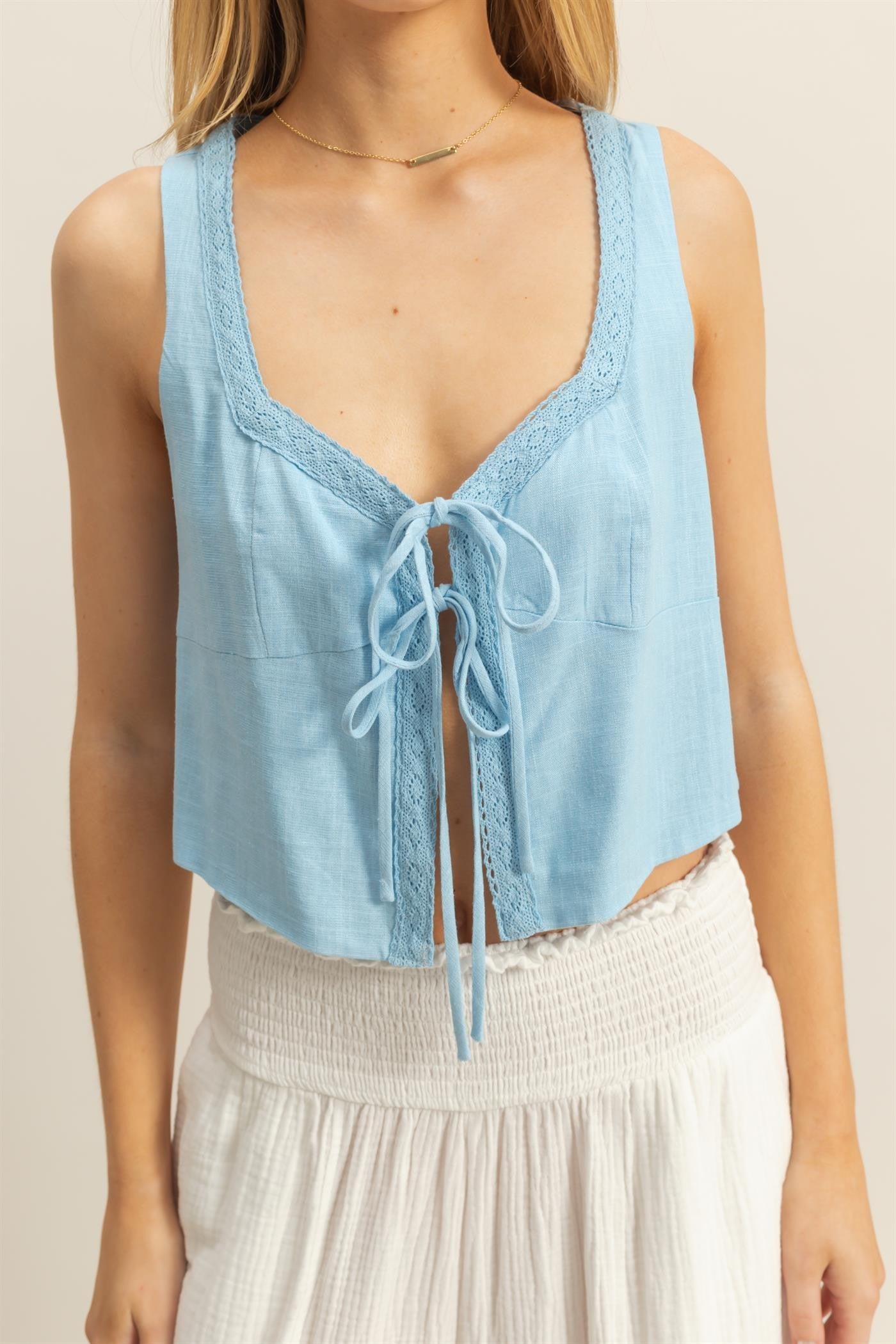 Linen Front Tie Top