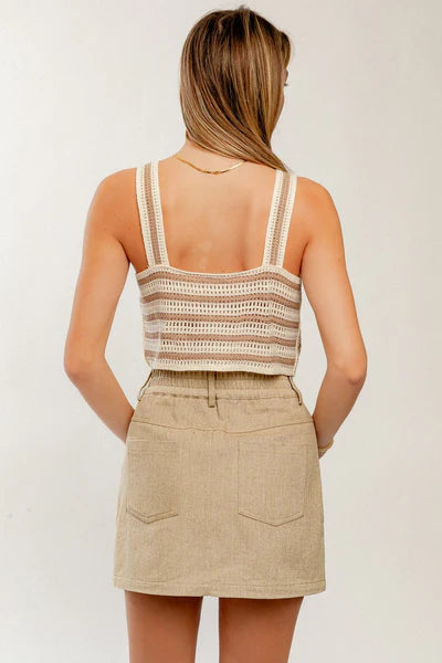 Neutral Floral Crochet Top