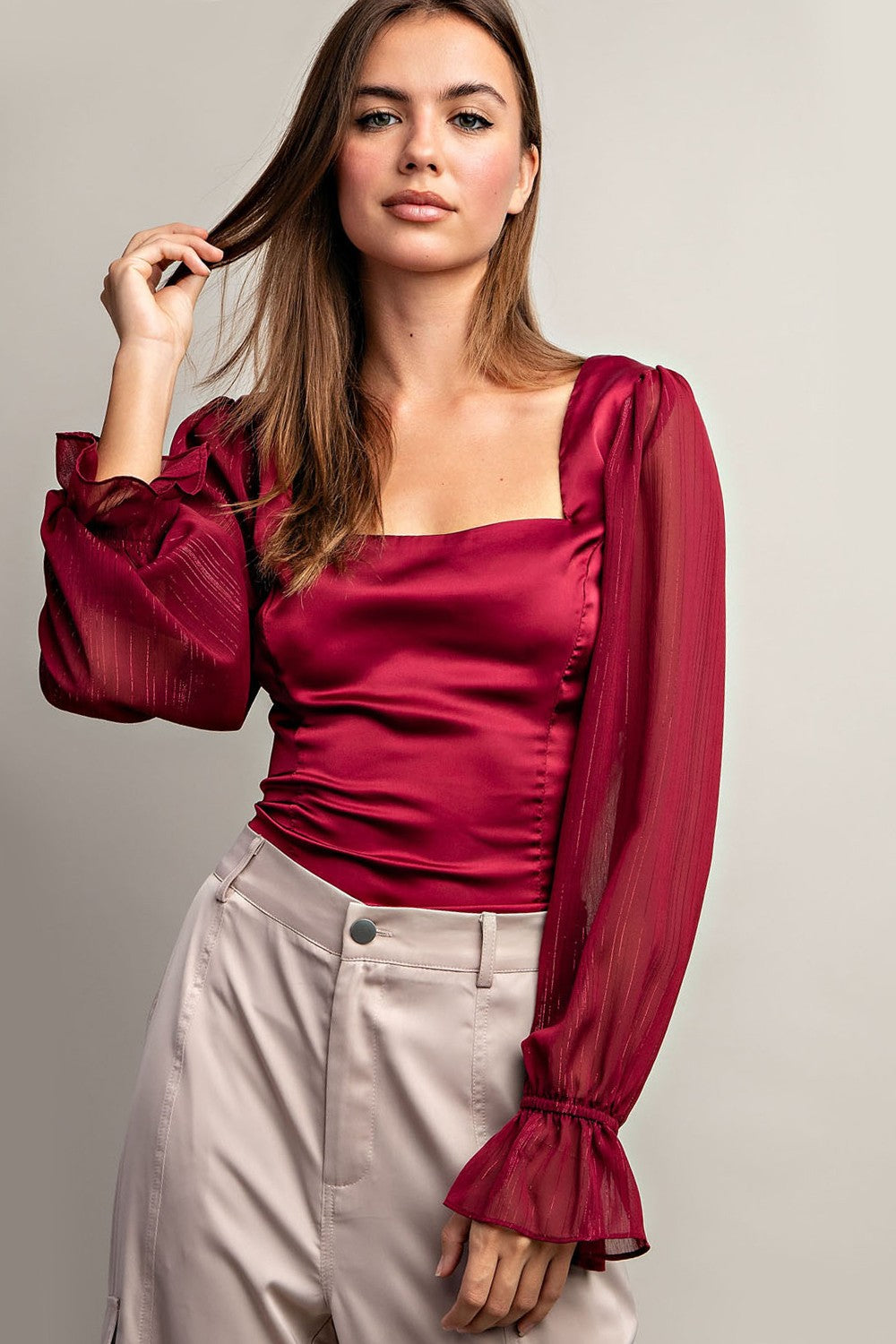 Satin Sheen Blouse Top