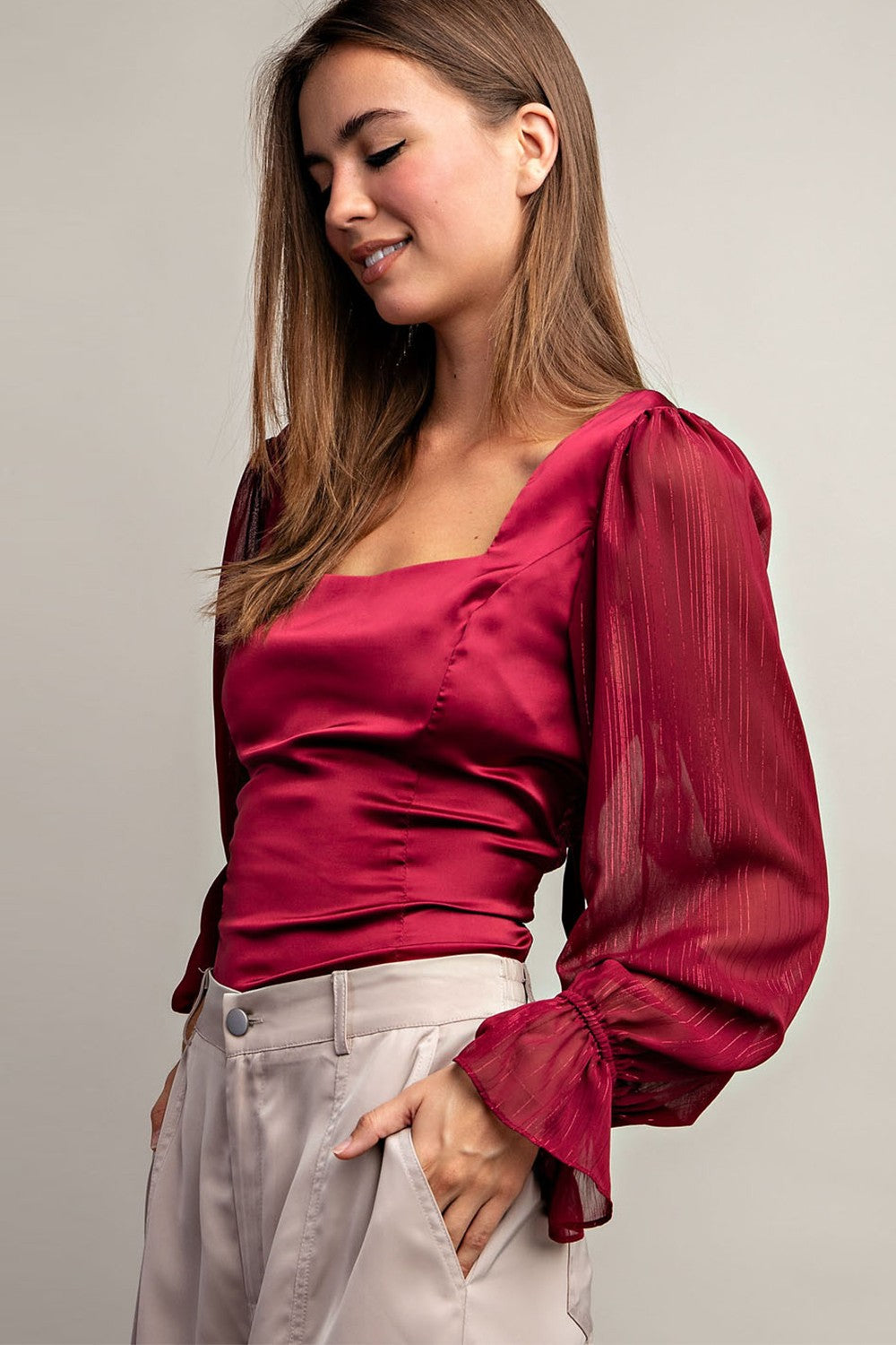 Satin Sheen Blouse Top