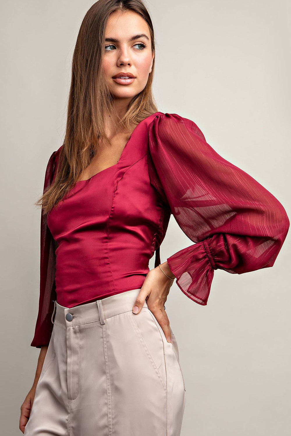 Satin Sheen Blouse Top