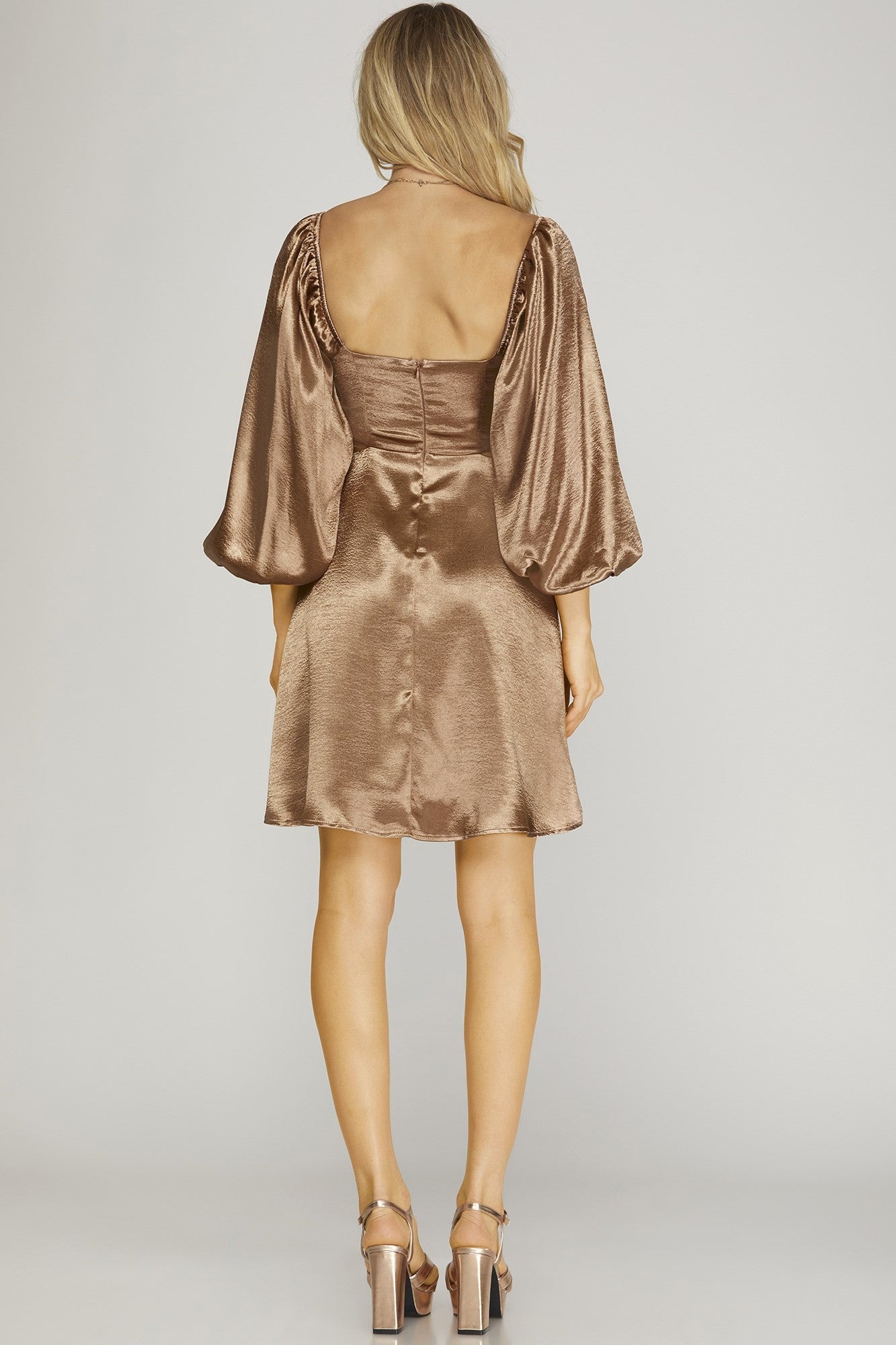 Satin Mocha Cut Out Dress