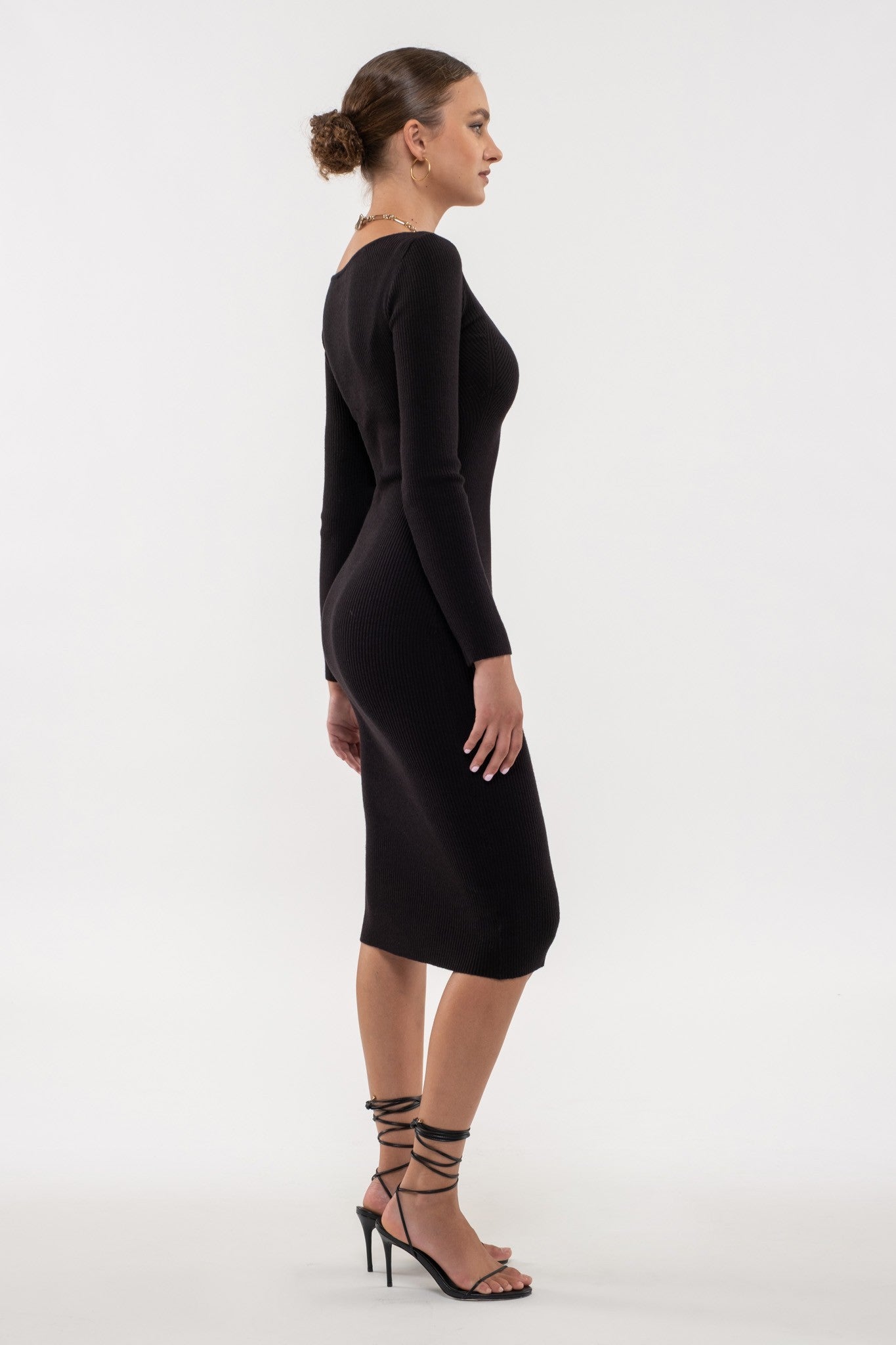 Midi Bodycon Ribbed Long Sleeve Dress