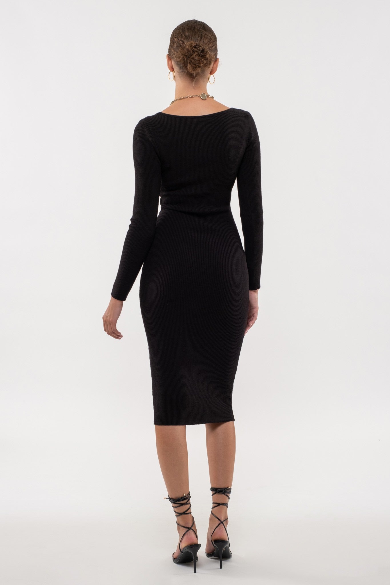 Midi Bodycon Ribbed Long Sleeve Dress (2 Color Options)