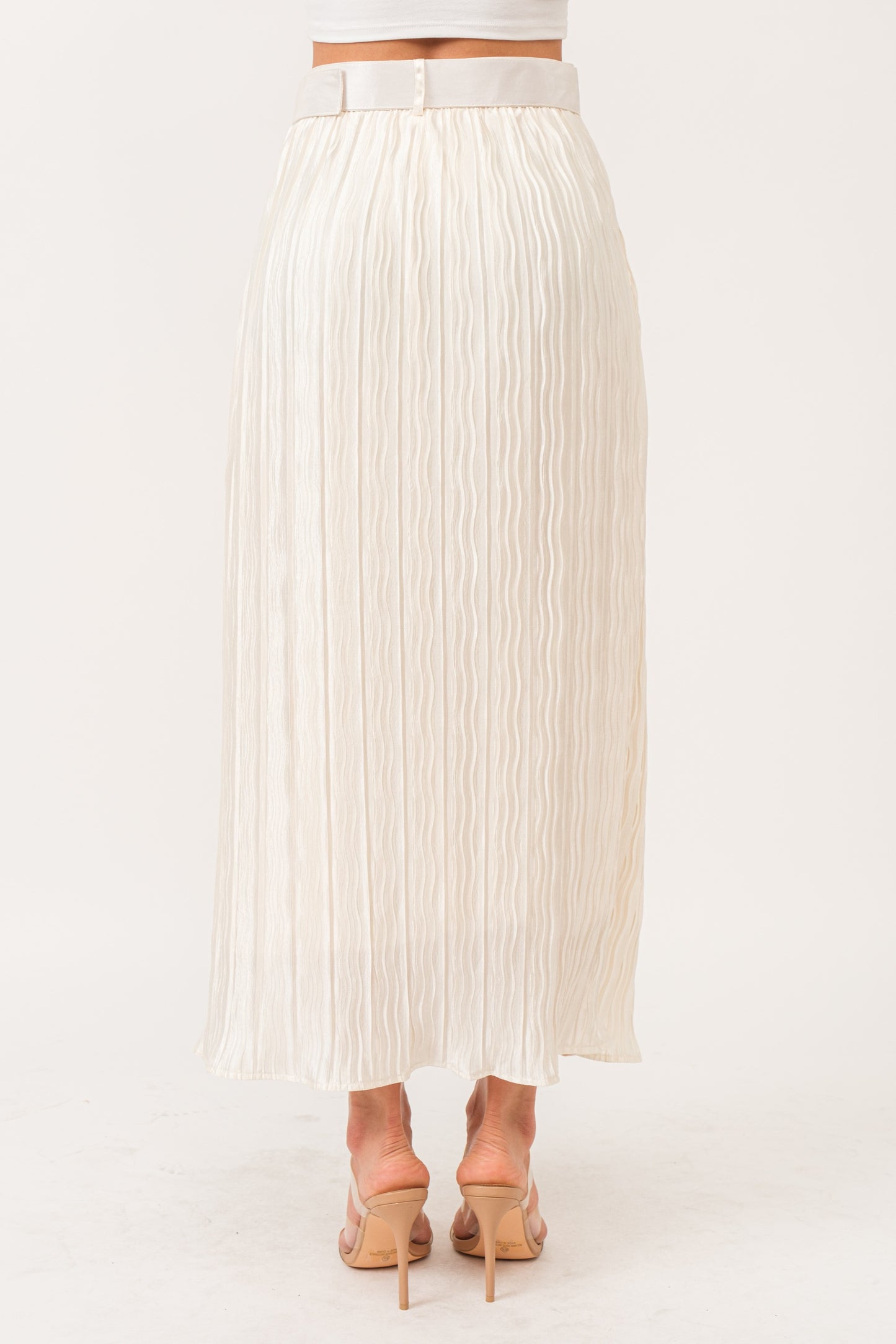 Pleated Midi Belted Skirt