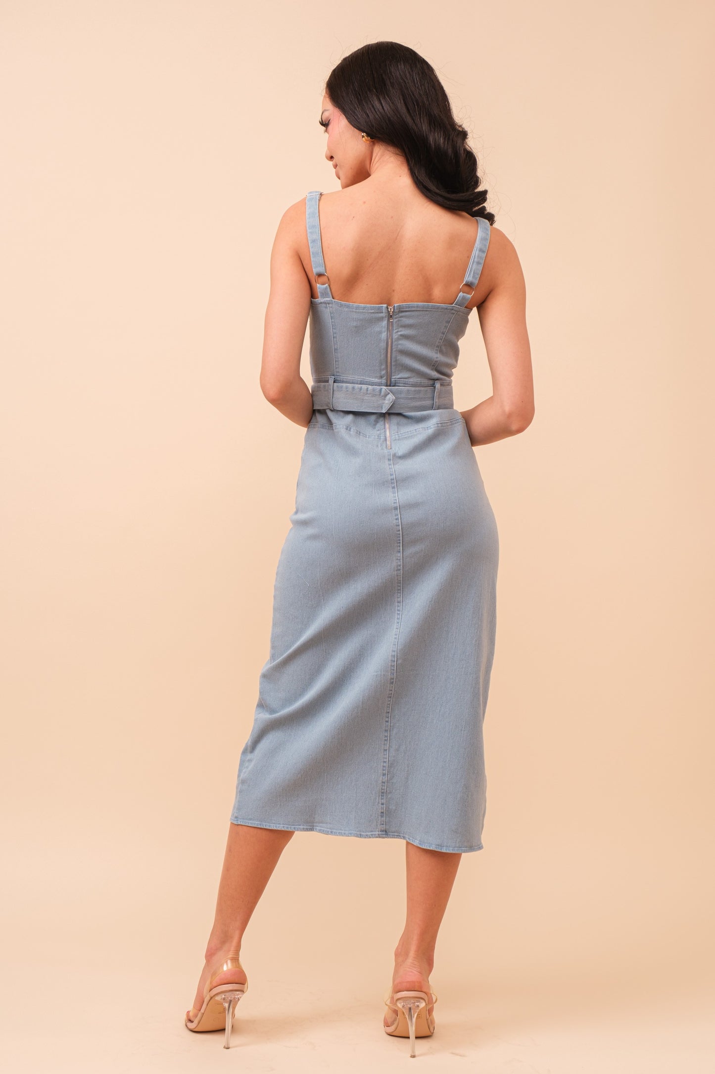 Bustier Denim Midi Dress