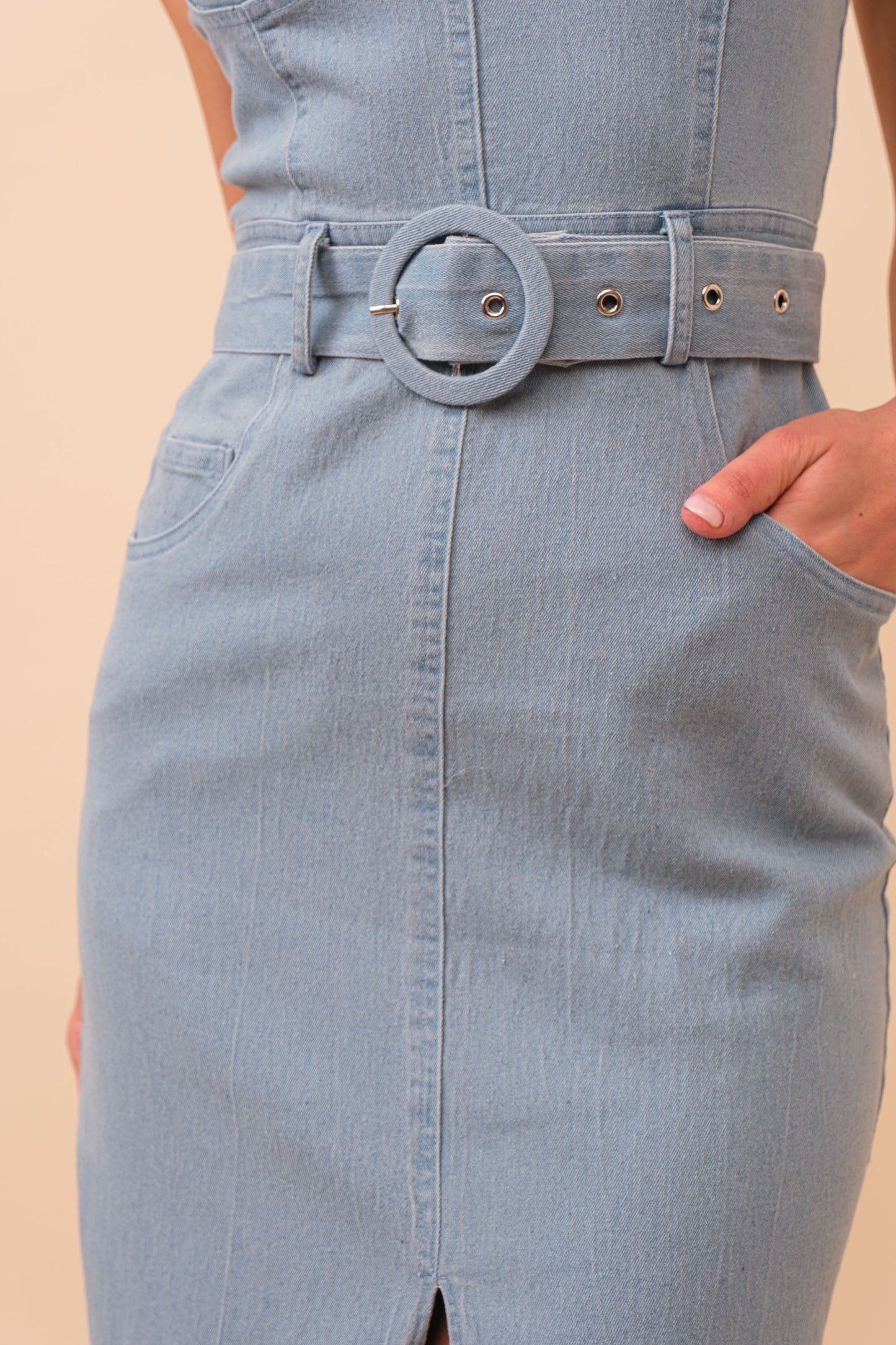 Bustier Denim Midi Dress