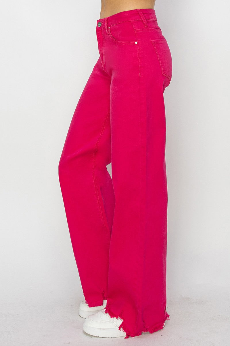 Fuchsia Wide Leg Denim