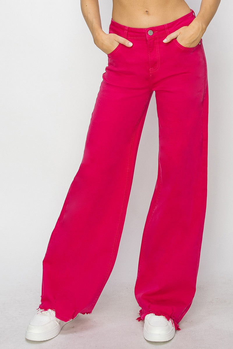 Fuchsia Wide Leg Denim