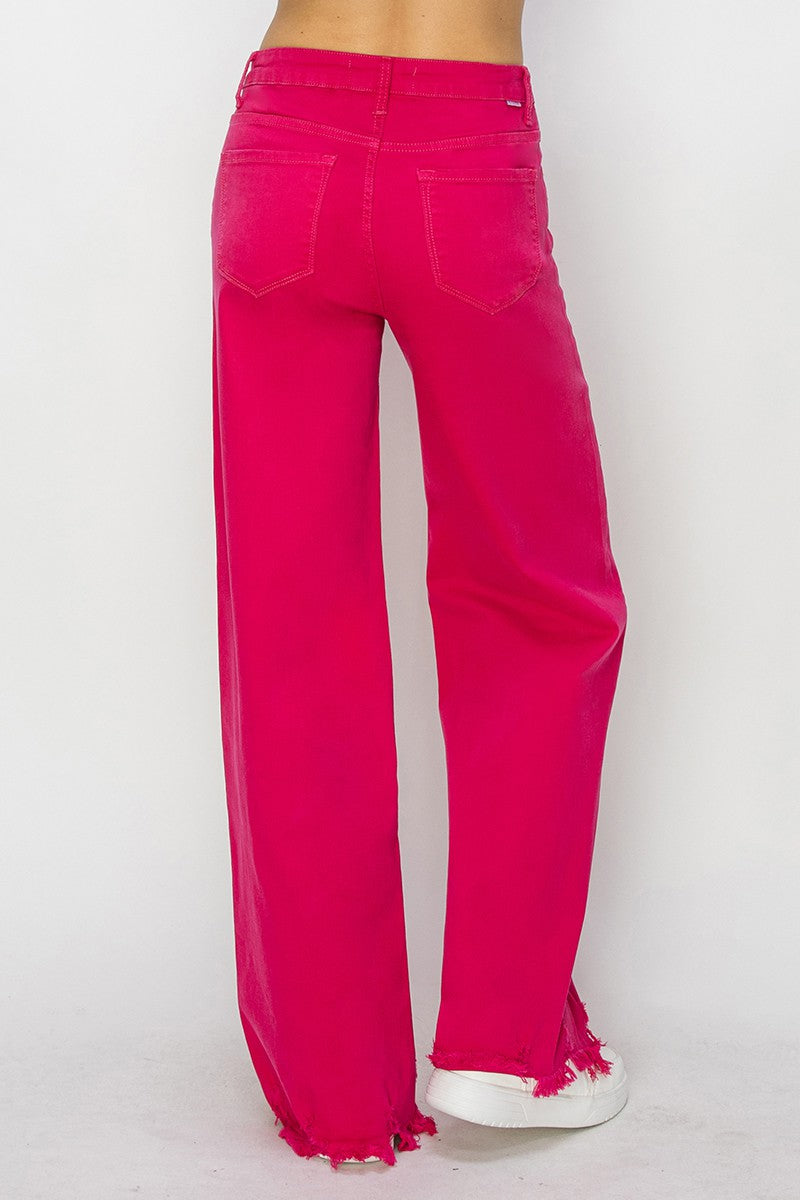 Fuchsia Wide Leg Denim