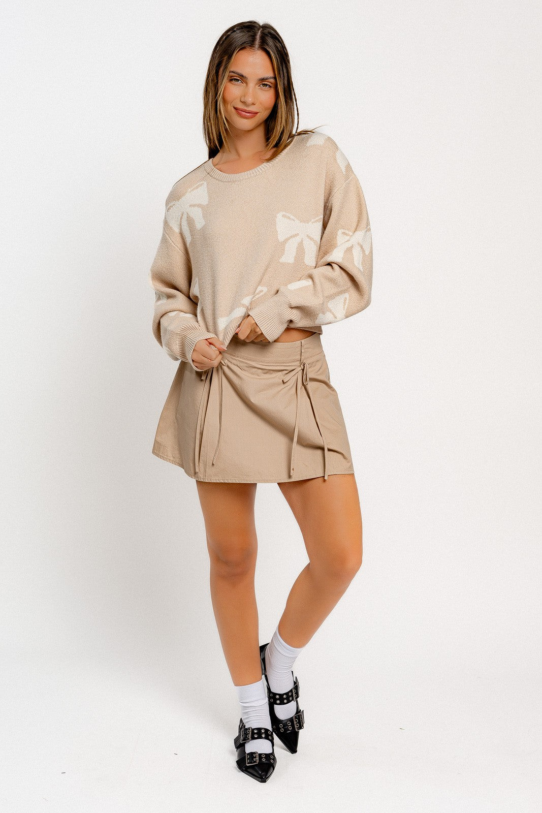 Beige Ribbon Sweater