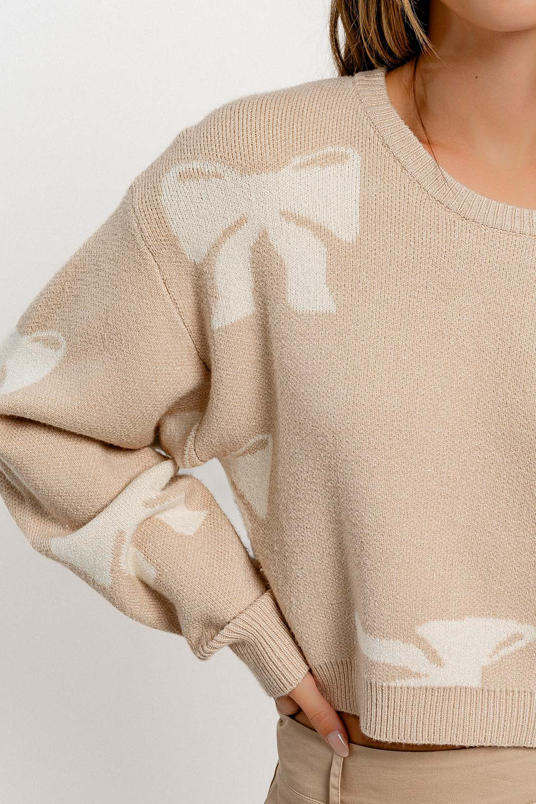 Beige Ribbon Sweater