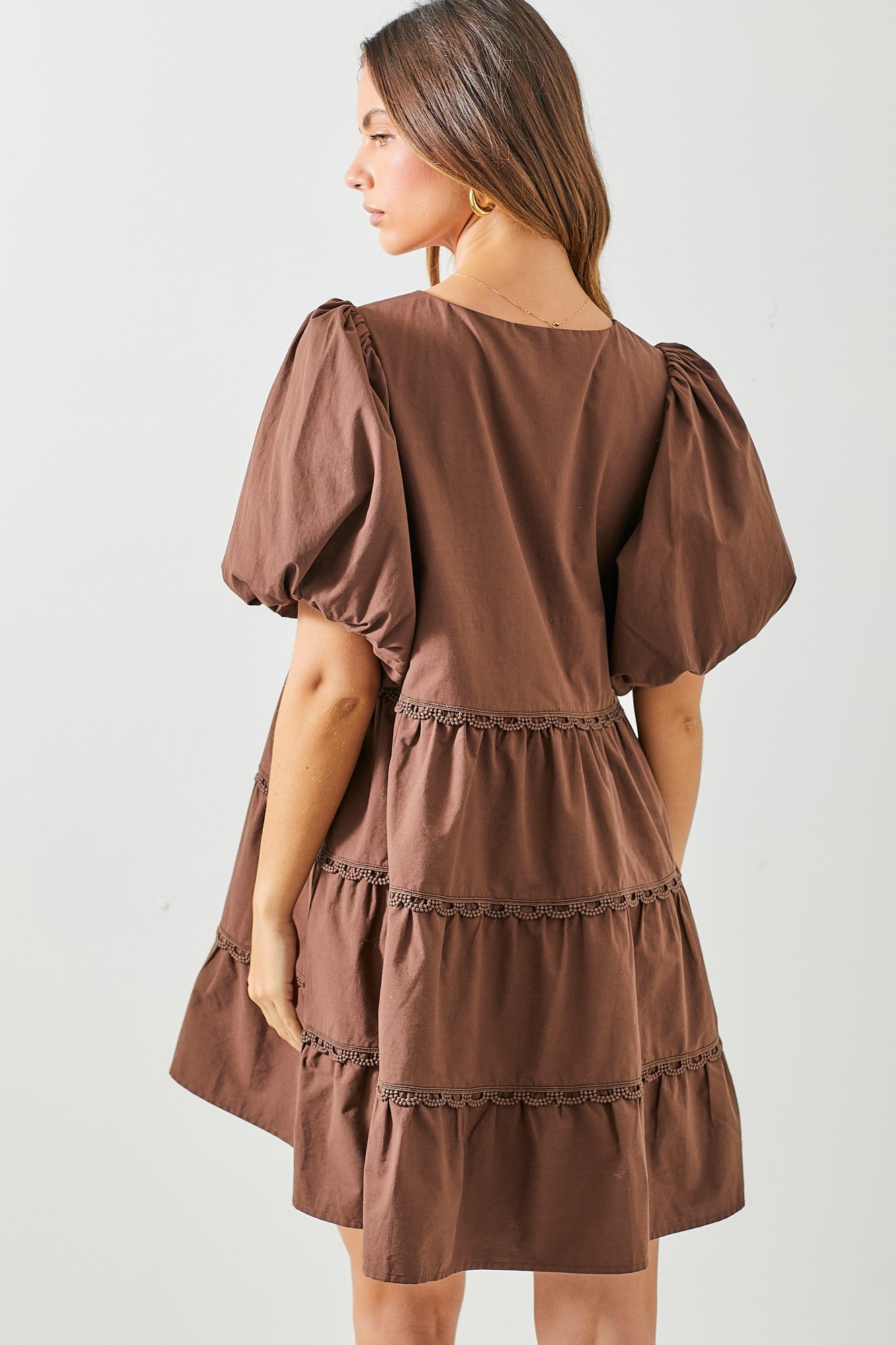 Dark Brown Tier Mini Dress