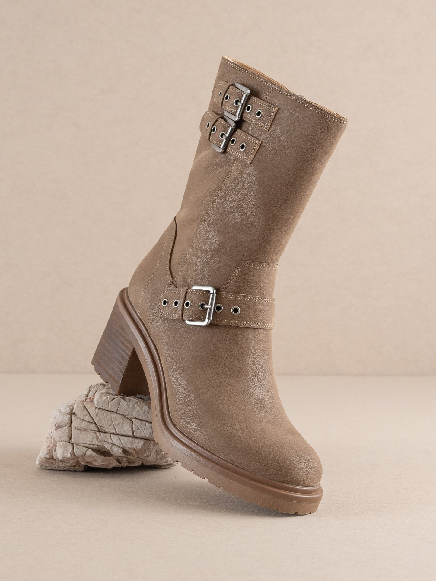 Taupe Moto Rider Boots