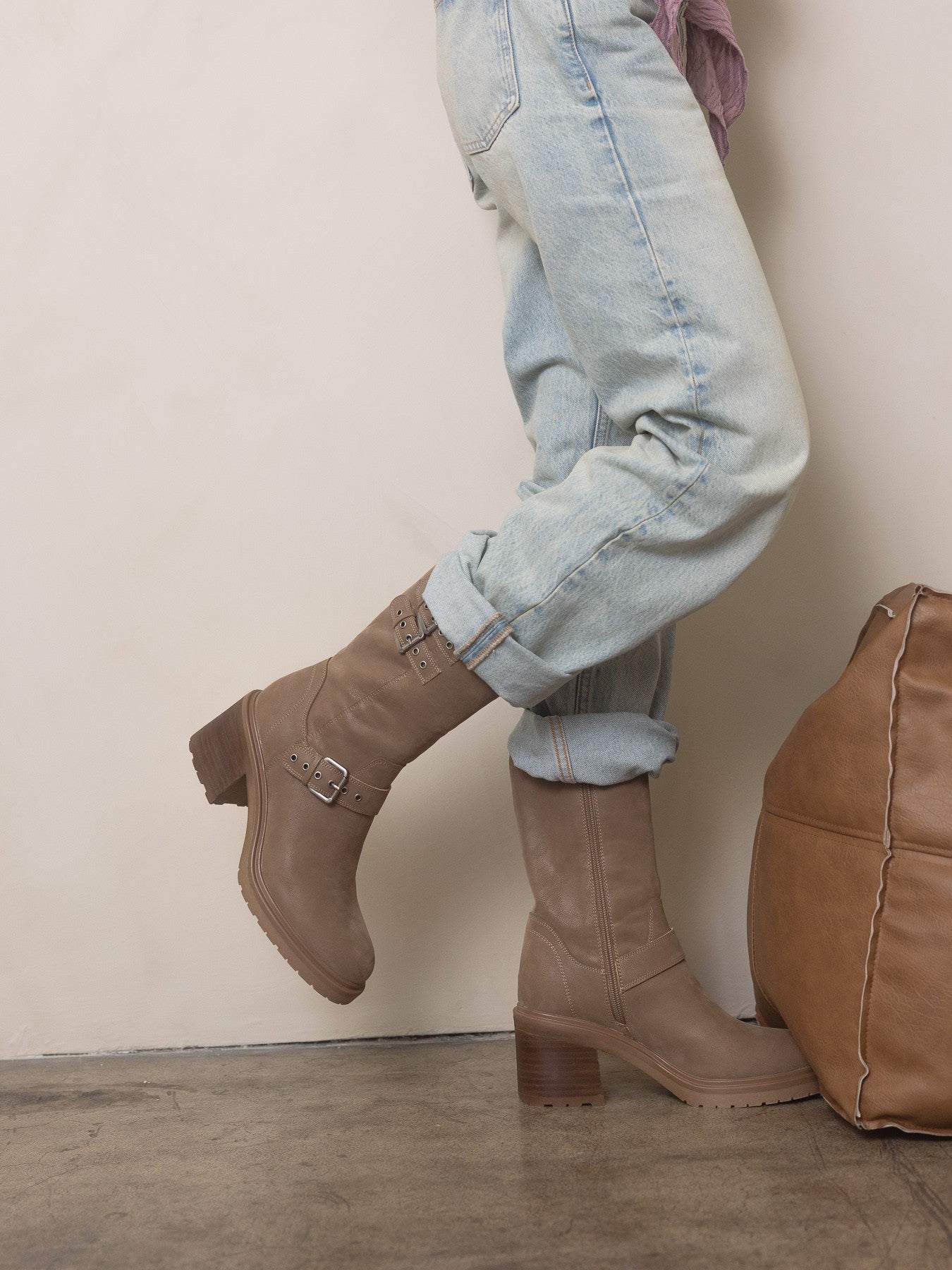 Taupe Moto Rider Boots