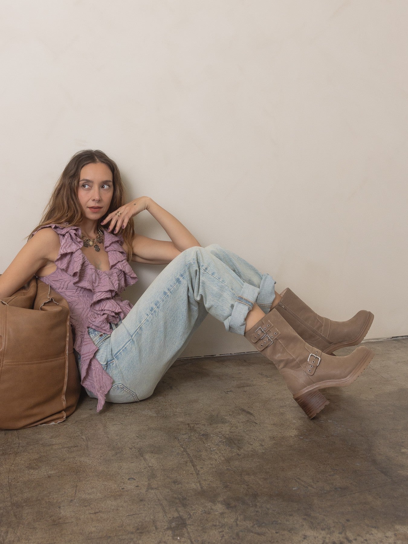 Taupe Moto Rider Boots