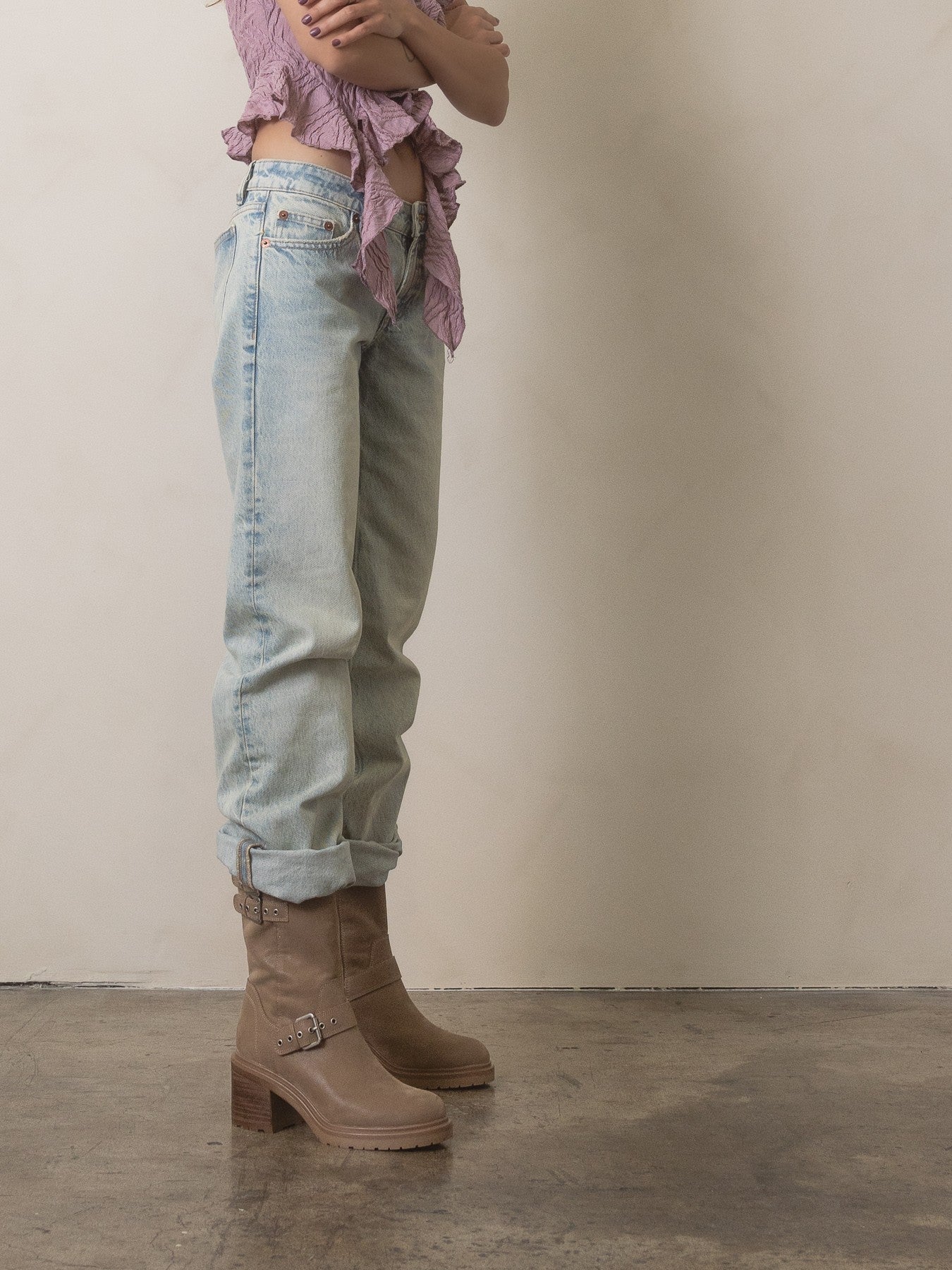 Taupe Moto Rider Boots
