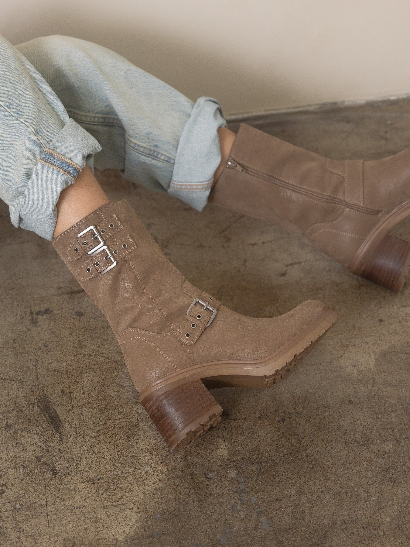 Taupe Moto Rider Boots