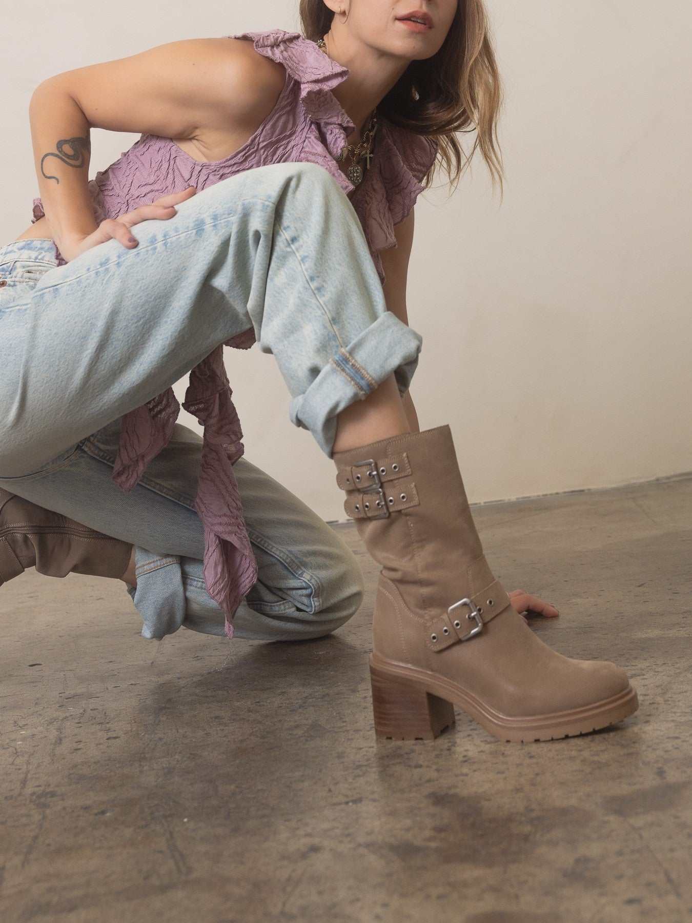 Taupe Moto Rider Boots