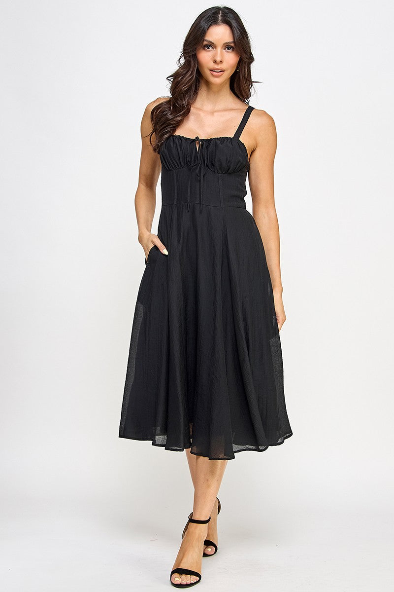 Bustier A-Line Midi Dress Black / Large Bustier A-Line Midi Dress Black / Large