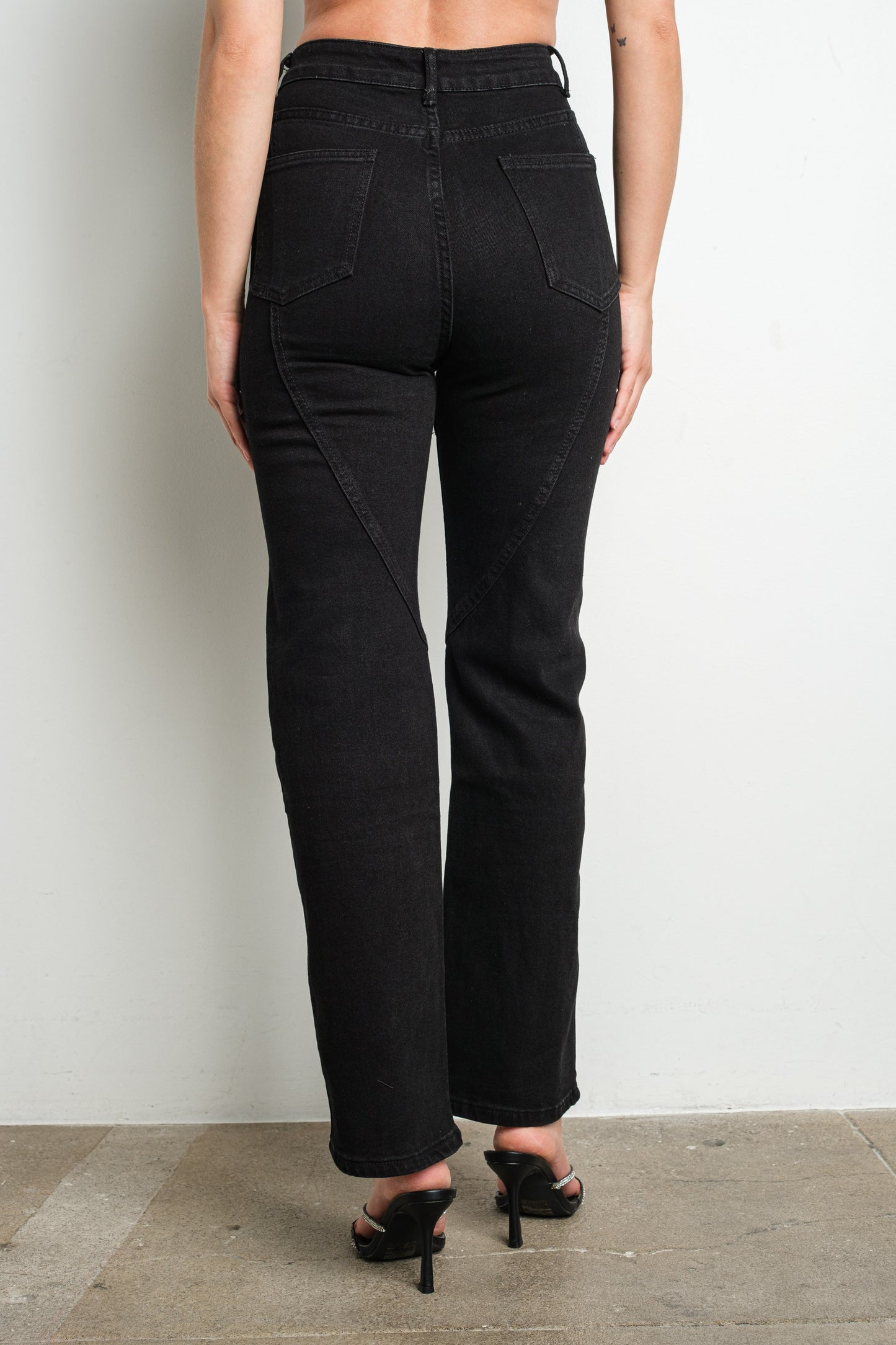 Split Rhinestone Detail Stretch Denim