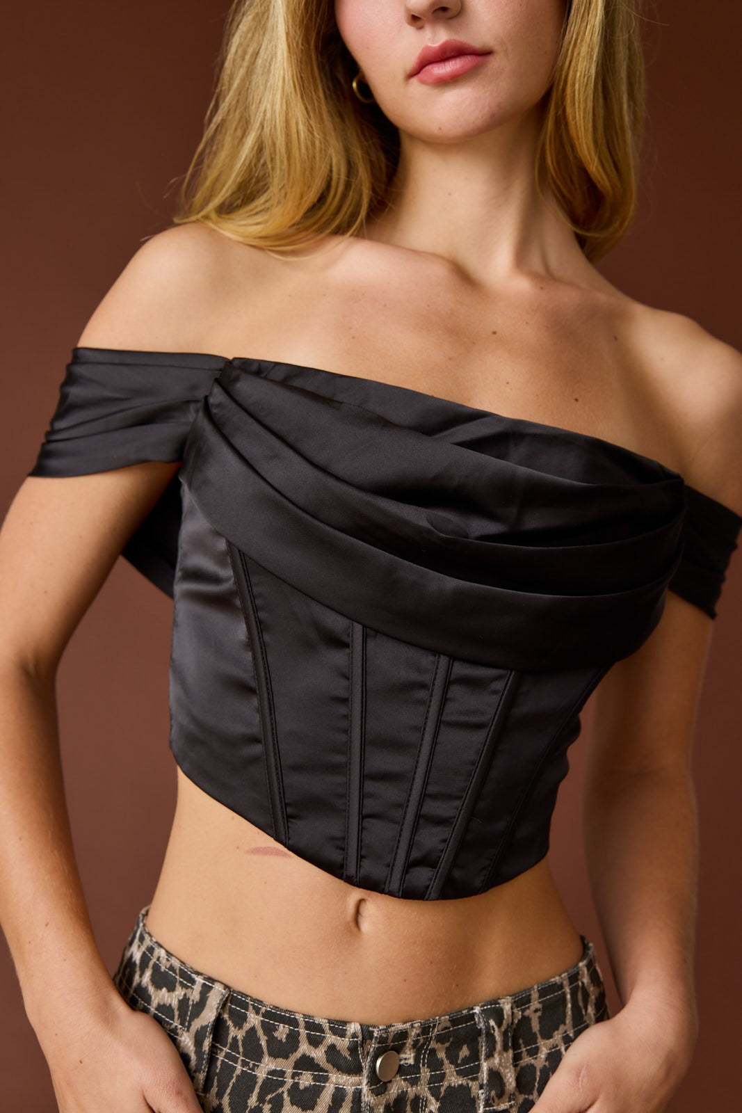 Satin Off Shoulder Corset