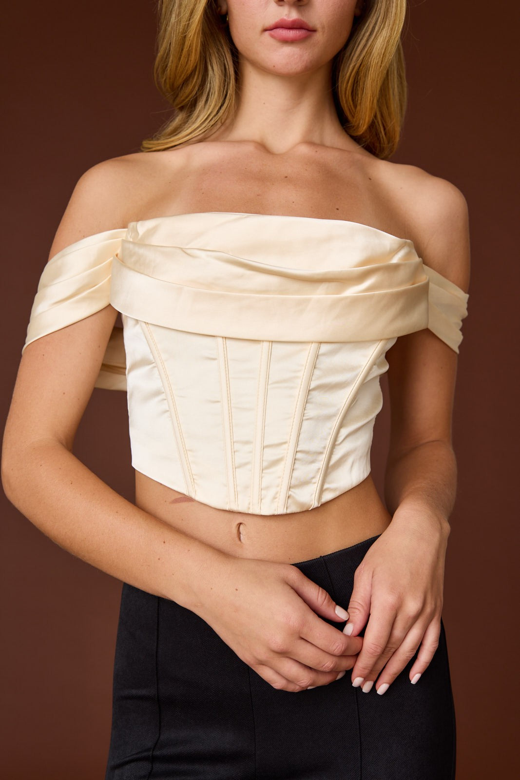 Satin Off Shoulder Corset