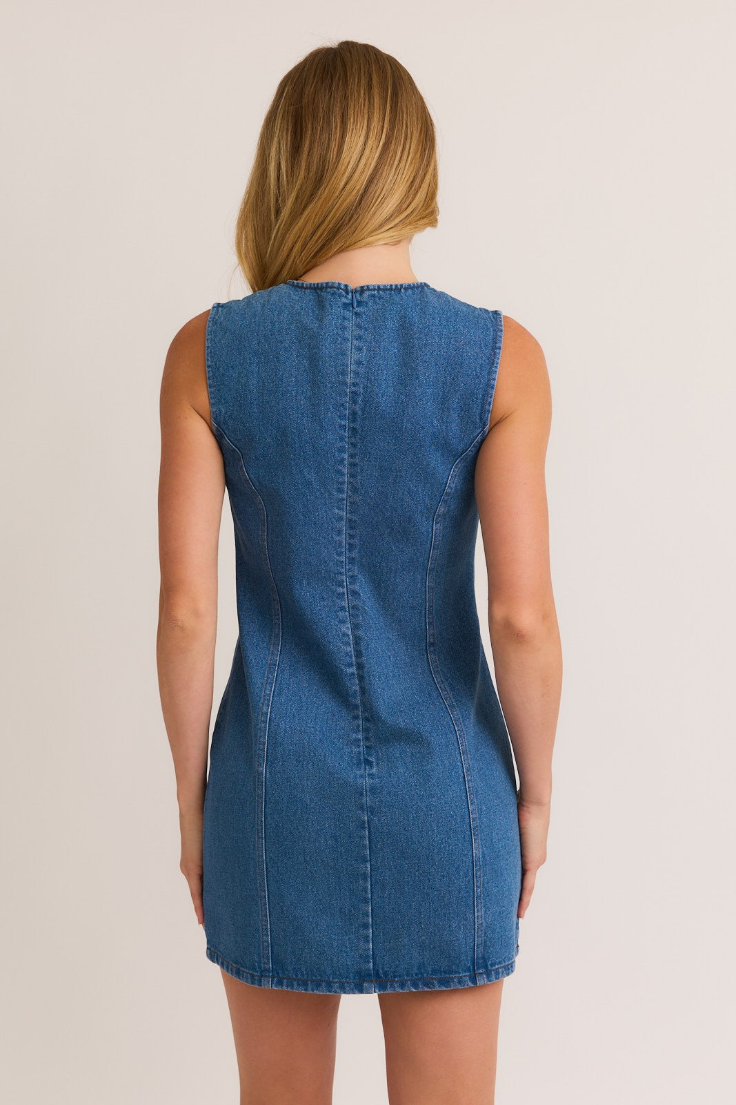 Stitch Detail Denim Mini Dress