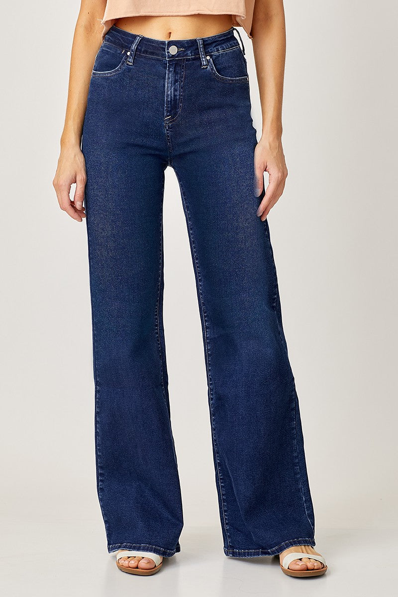 Mid Rise Dark Wide Denim