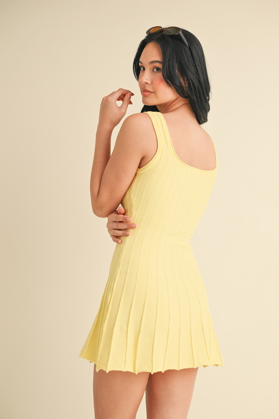 Pleated Knit Mini Active Dress