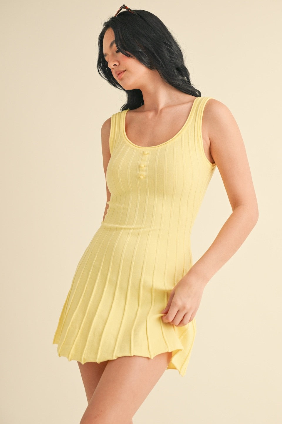 Pleated Knit Mini Active Dress