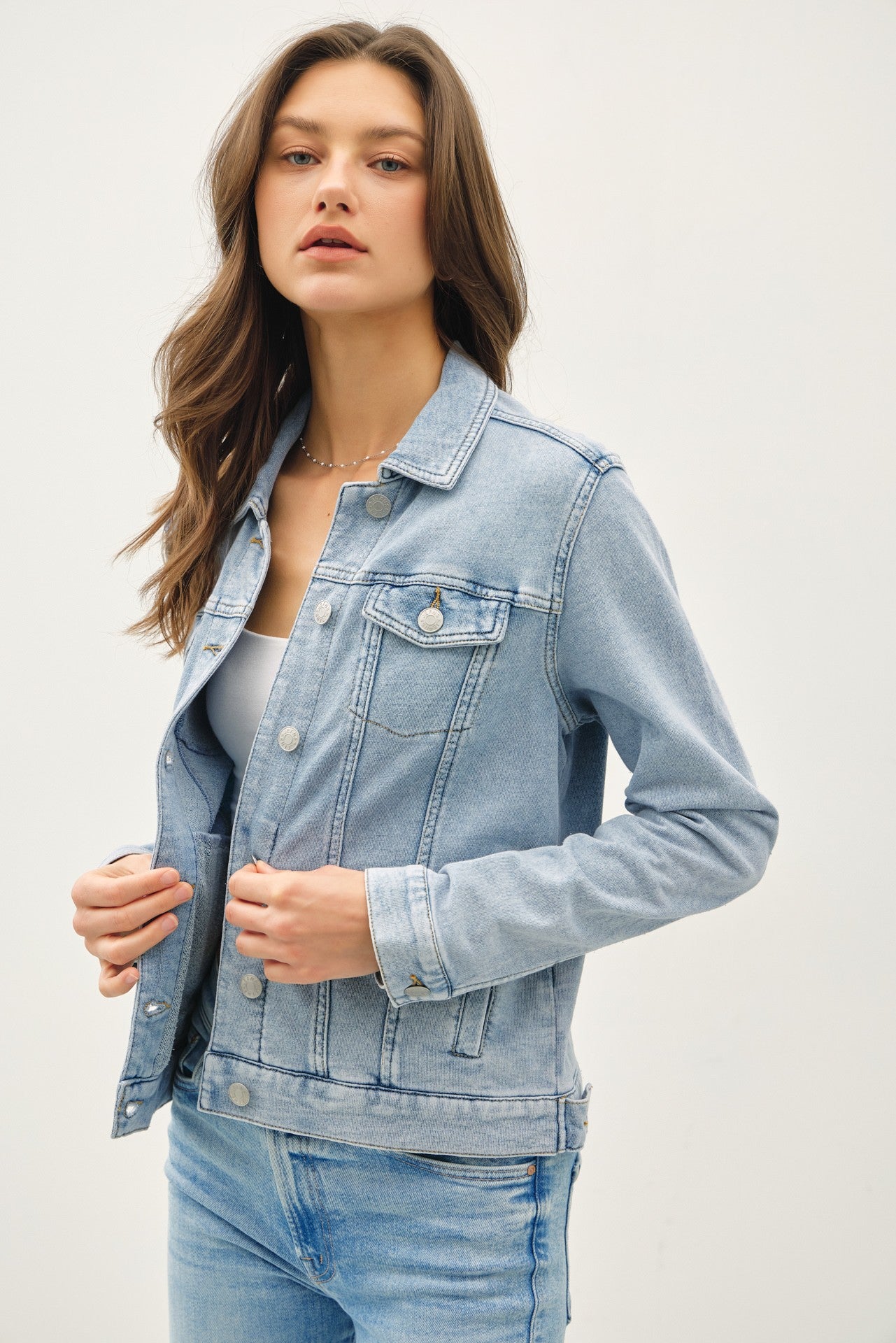 Soft Faux Denim Jacket