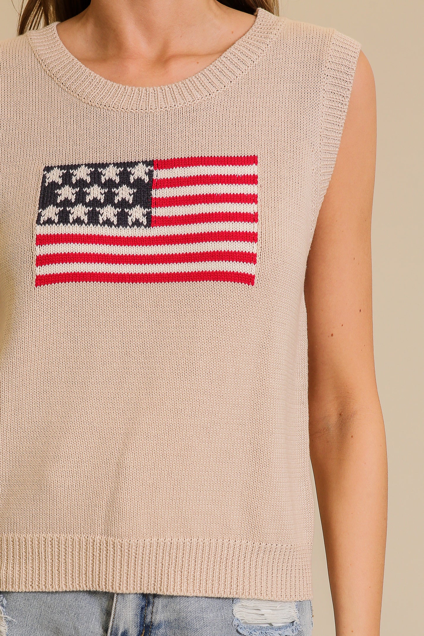 USA Flag Sweater Tank Top
