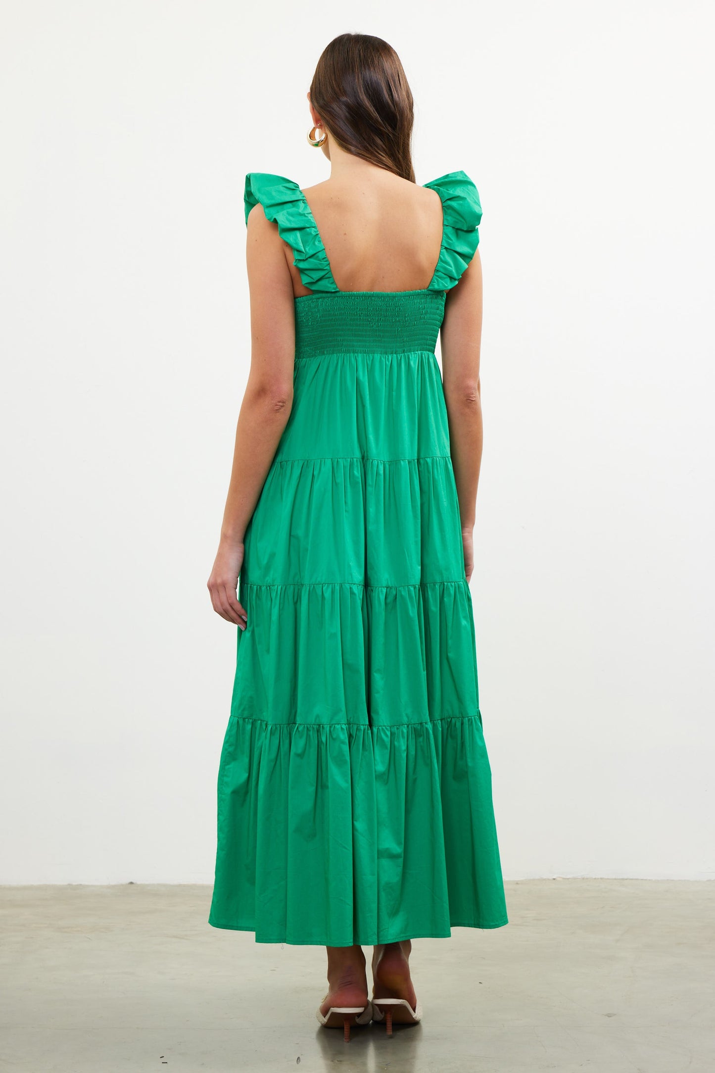Kelly Poplin Shirred Maxi Dress