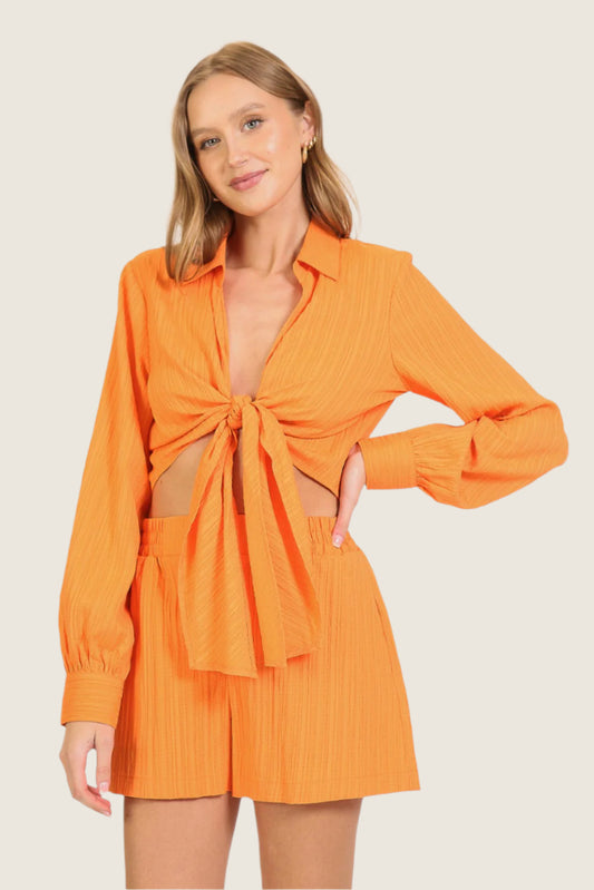 Orange Vacation Shorts Set