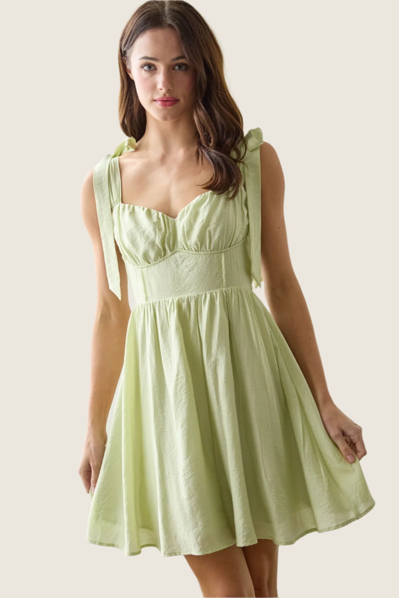 Sage Tie Straps Mini Dress