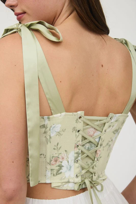 Sage Floral Corset Top
