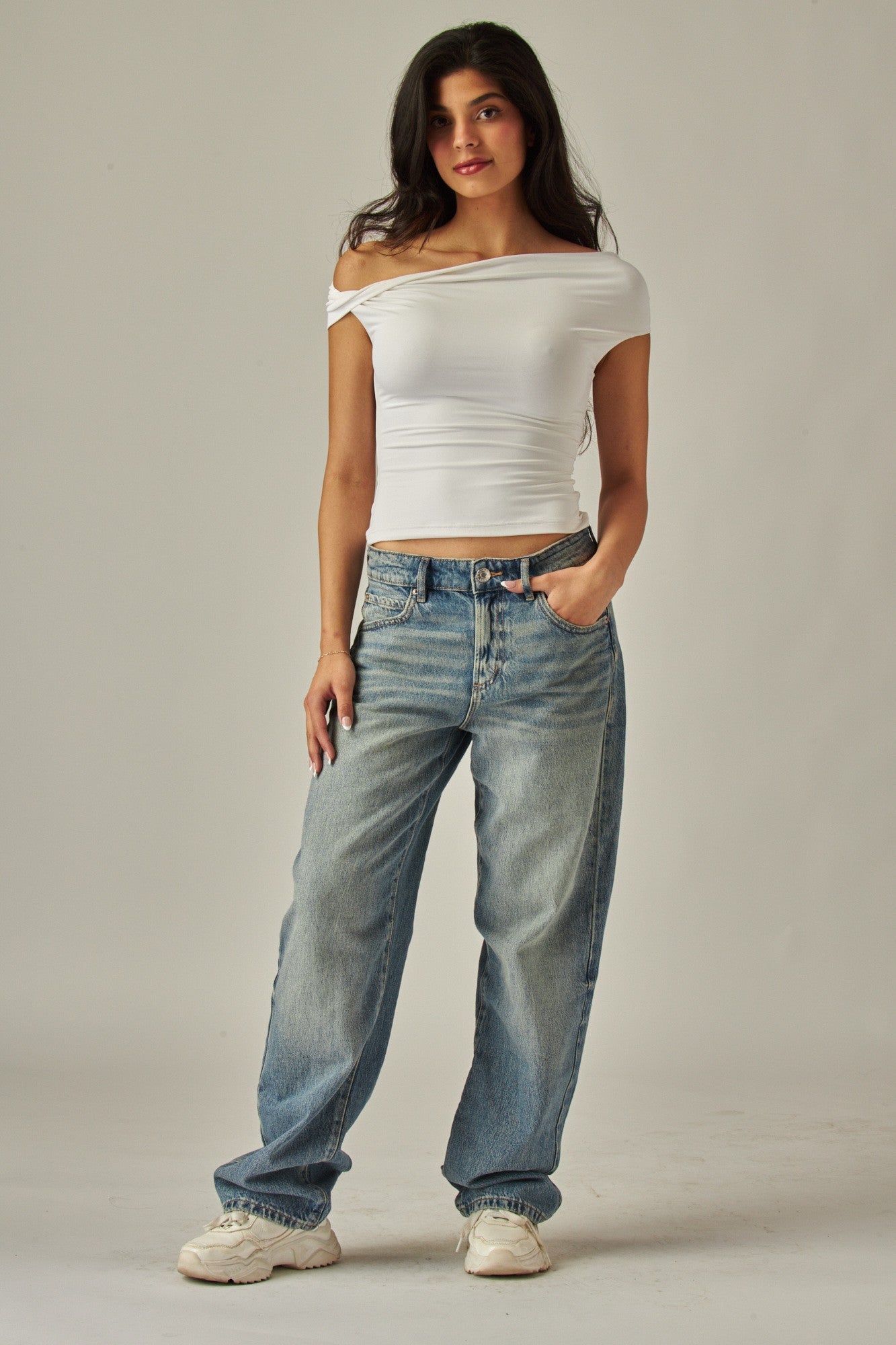 Off Shoulder Double Layer Top
