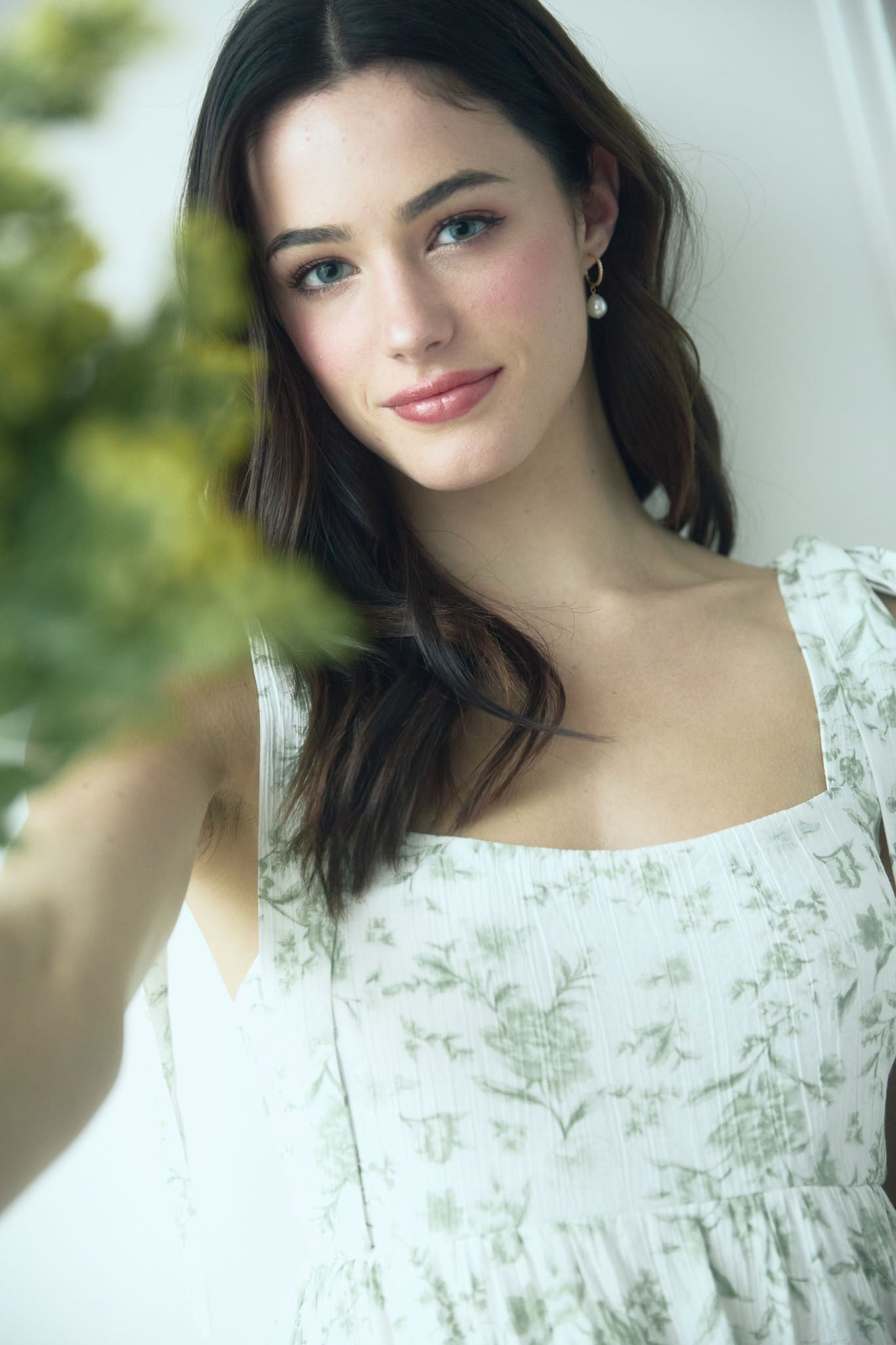 Sage & White Floral Tier Maxi Dress