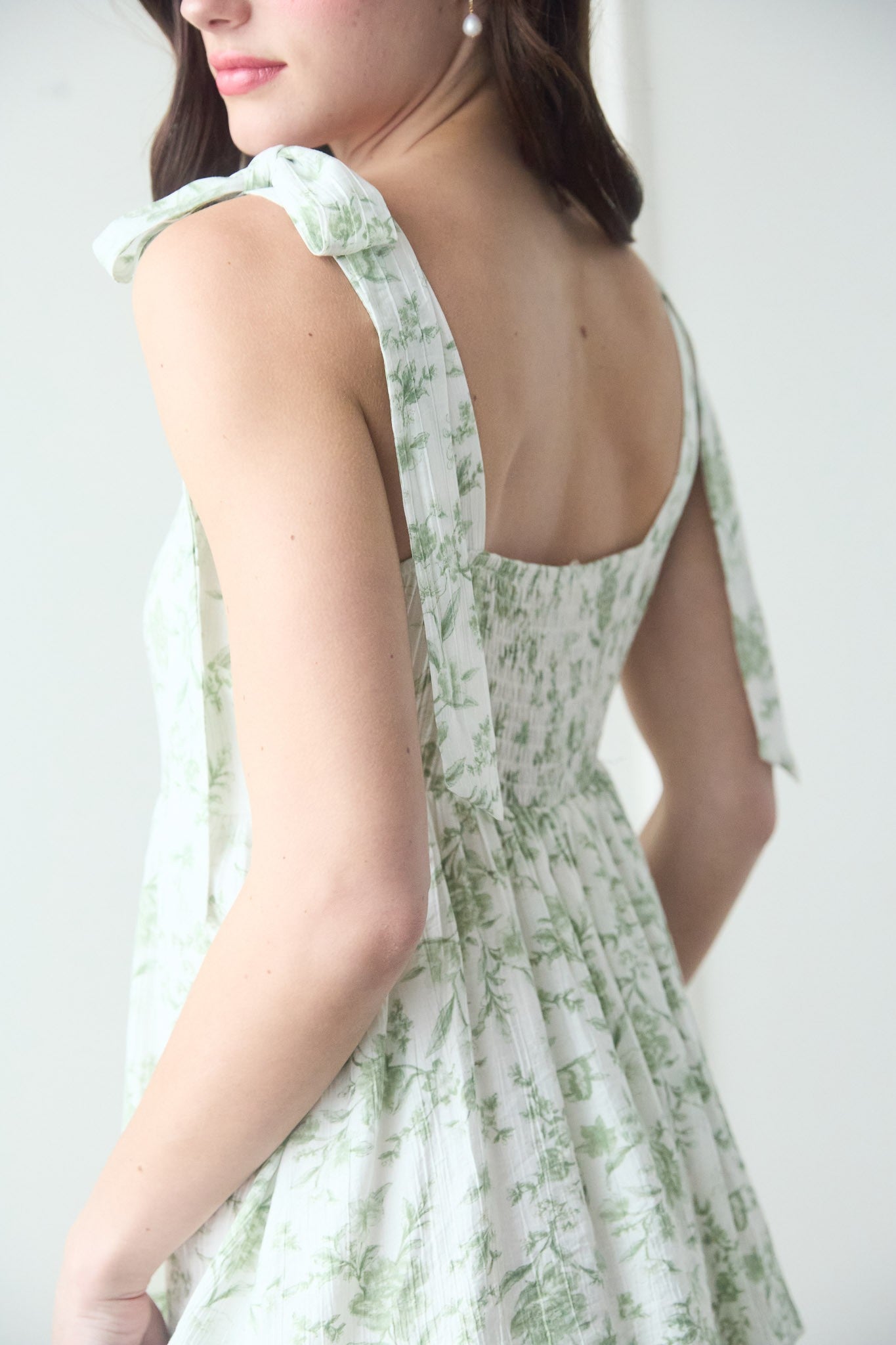Sage & White Floral Tier Maxi Dress