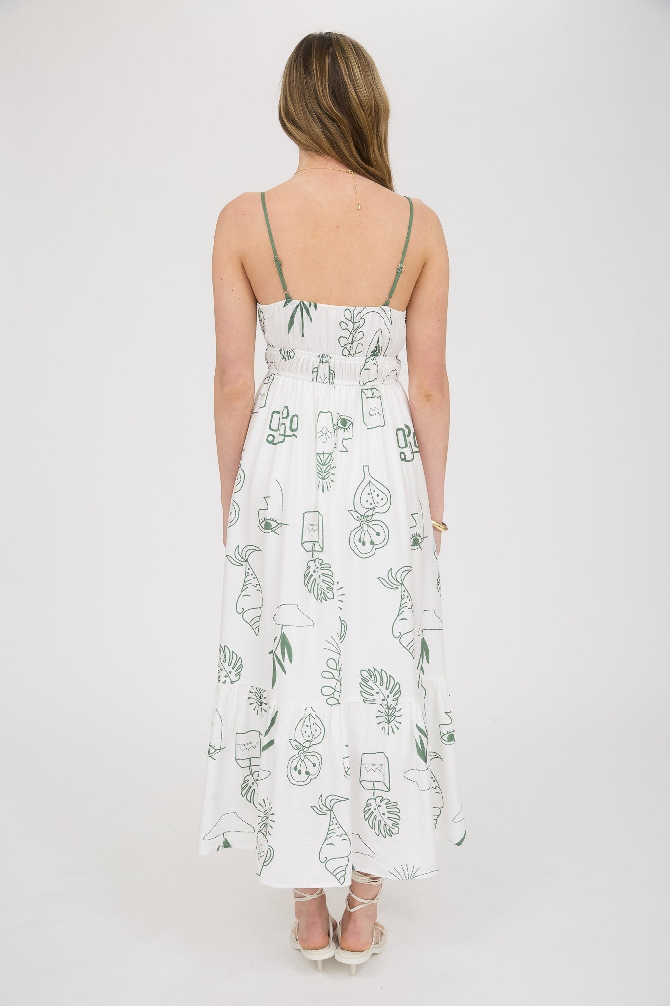 Doodle Print Front Ties Midi Dress