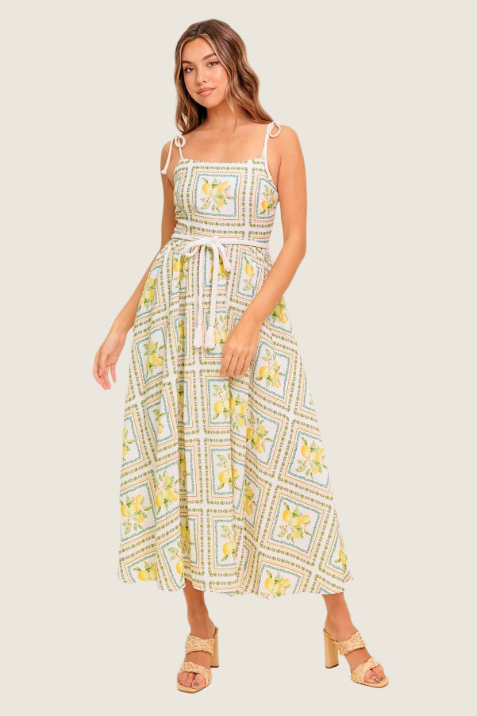 Tuscan Lemon Rope Midi Dress