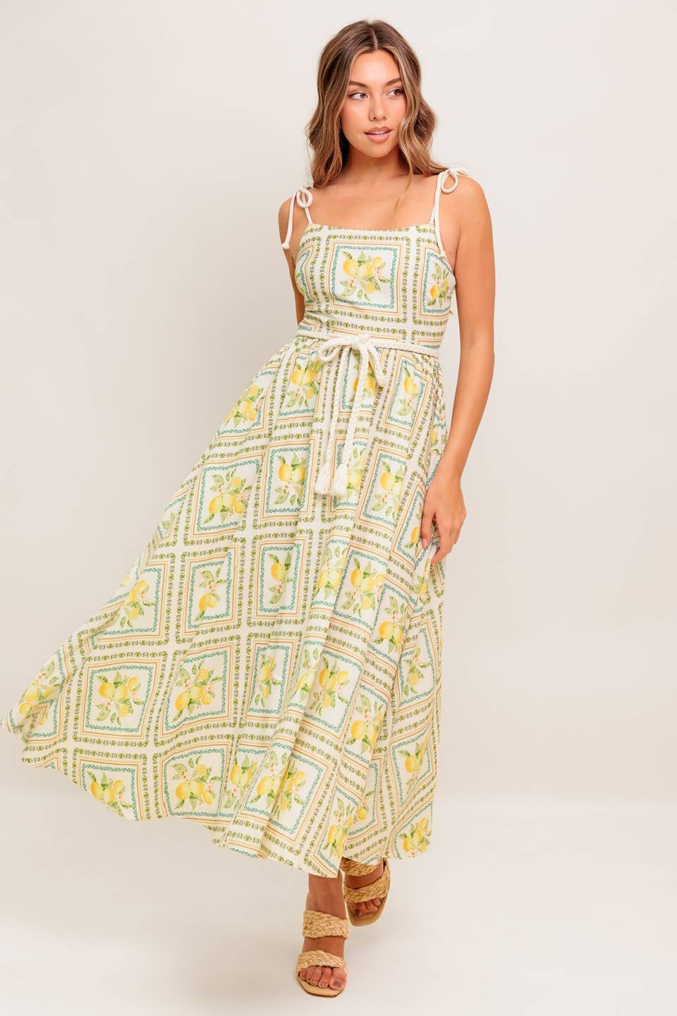Tuscan Lemon Rope Midi Dress