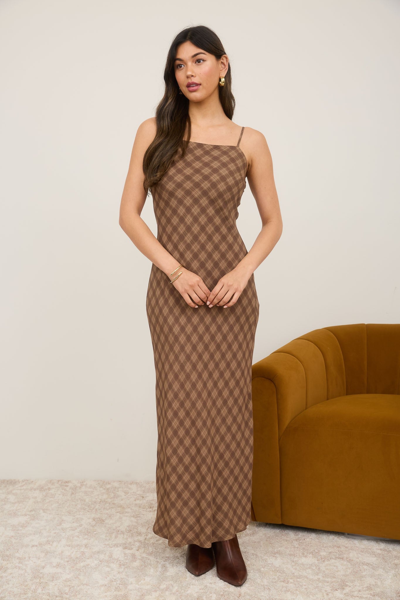 Plaid Midi Slip Dress