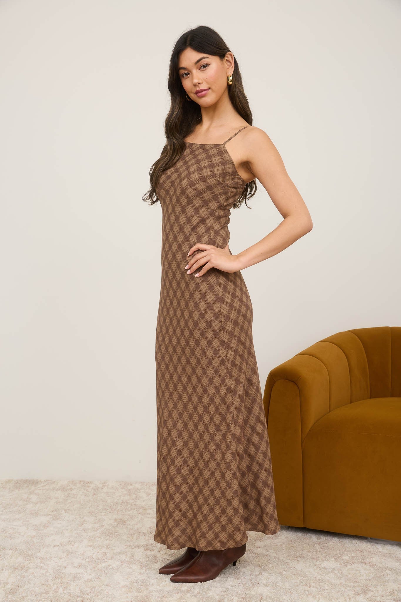 Plaid Midi Slip Dress