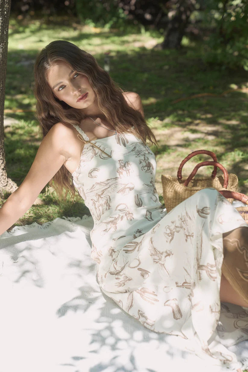 Western Print Midi Dress