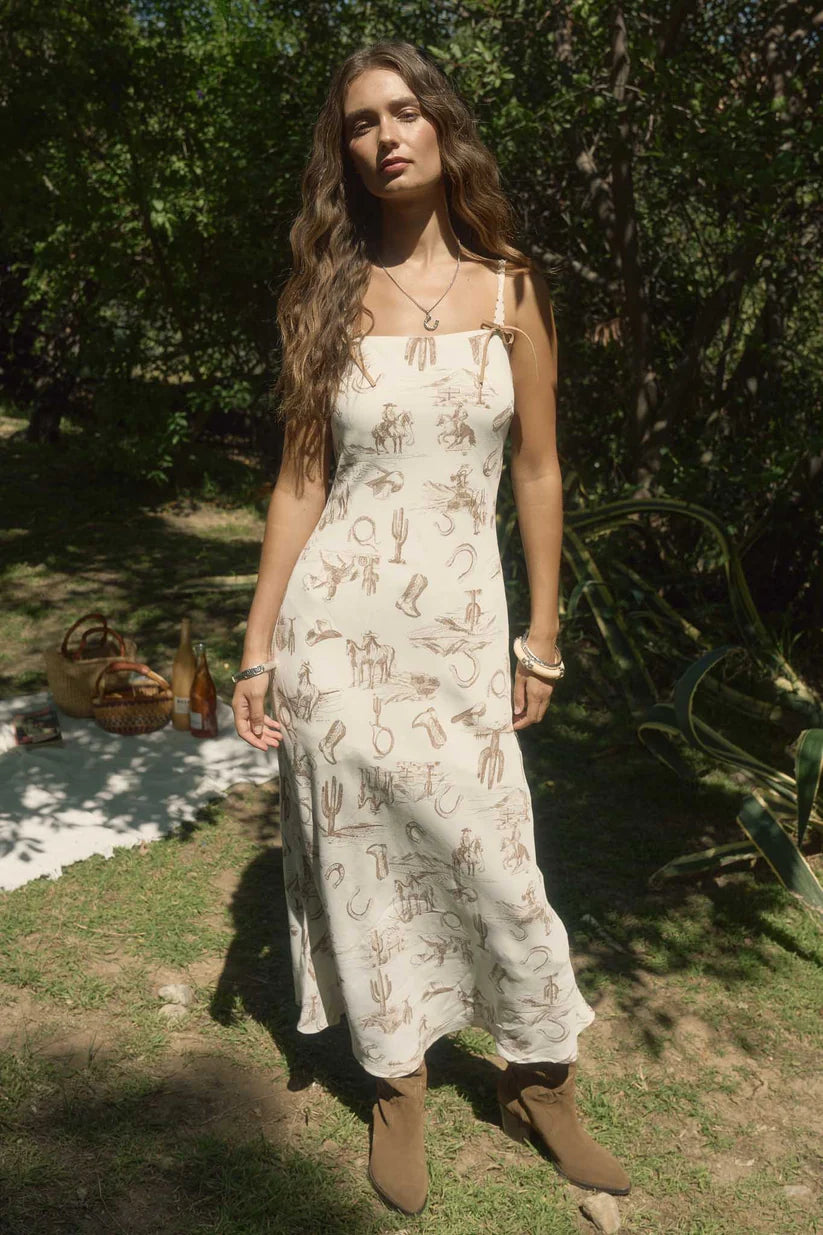 Western Print Midi Dress
